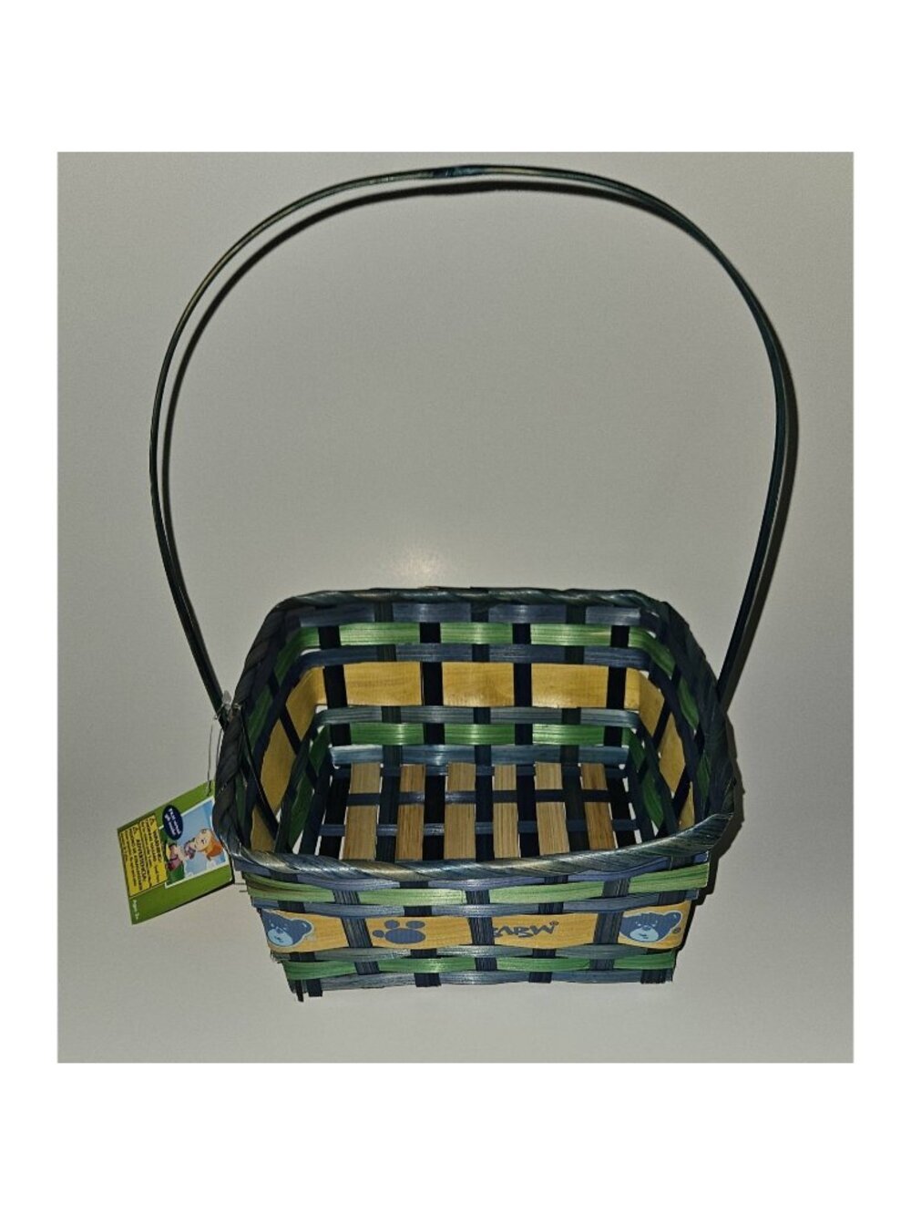 BABW Build A Bear Workshop Wicker Easter Basket Blue Green Yellow